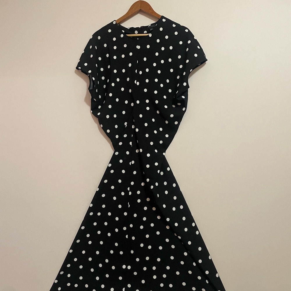 Ann Taylor Black and White Polka Dot Midi Dress - Picture 4 of 4
